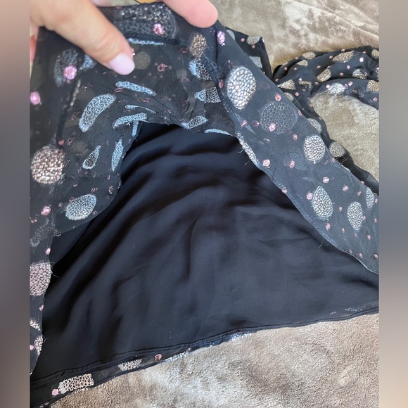 The Kooples Tutti Frutti Spots Silk Single Cold Shoulder Blouse Top size S - Picture 10 of 13